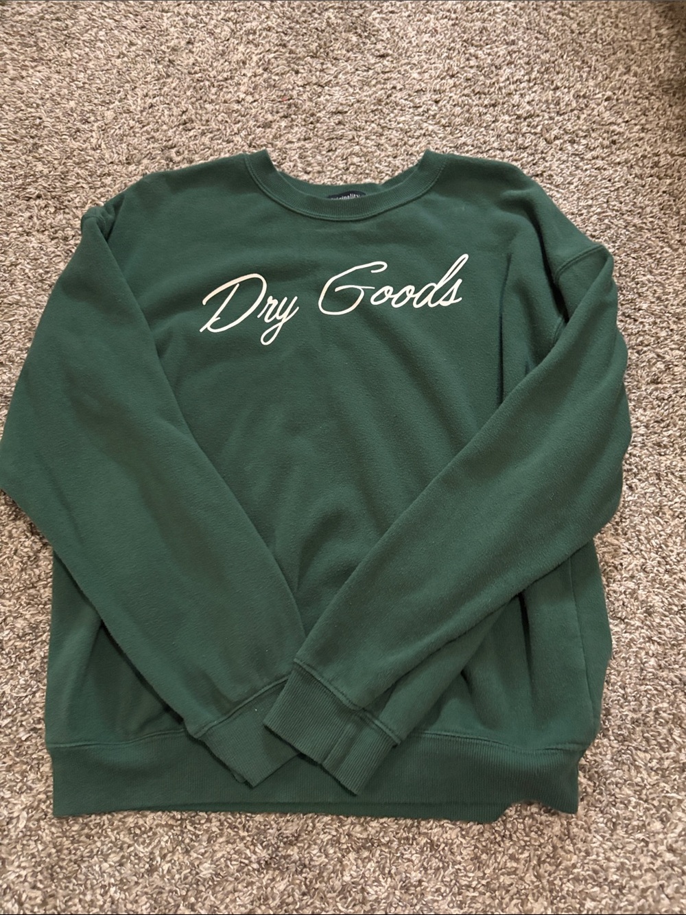 Dry Goods Forest Green Crewneck Sweatshirt with White Script